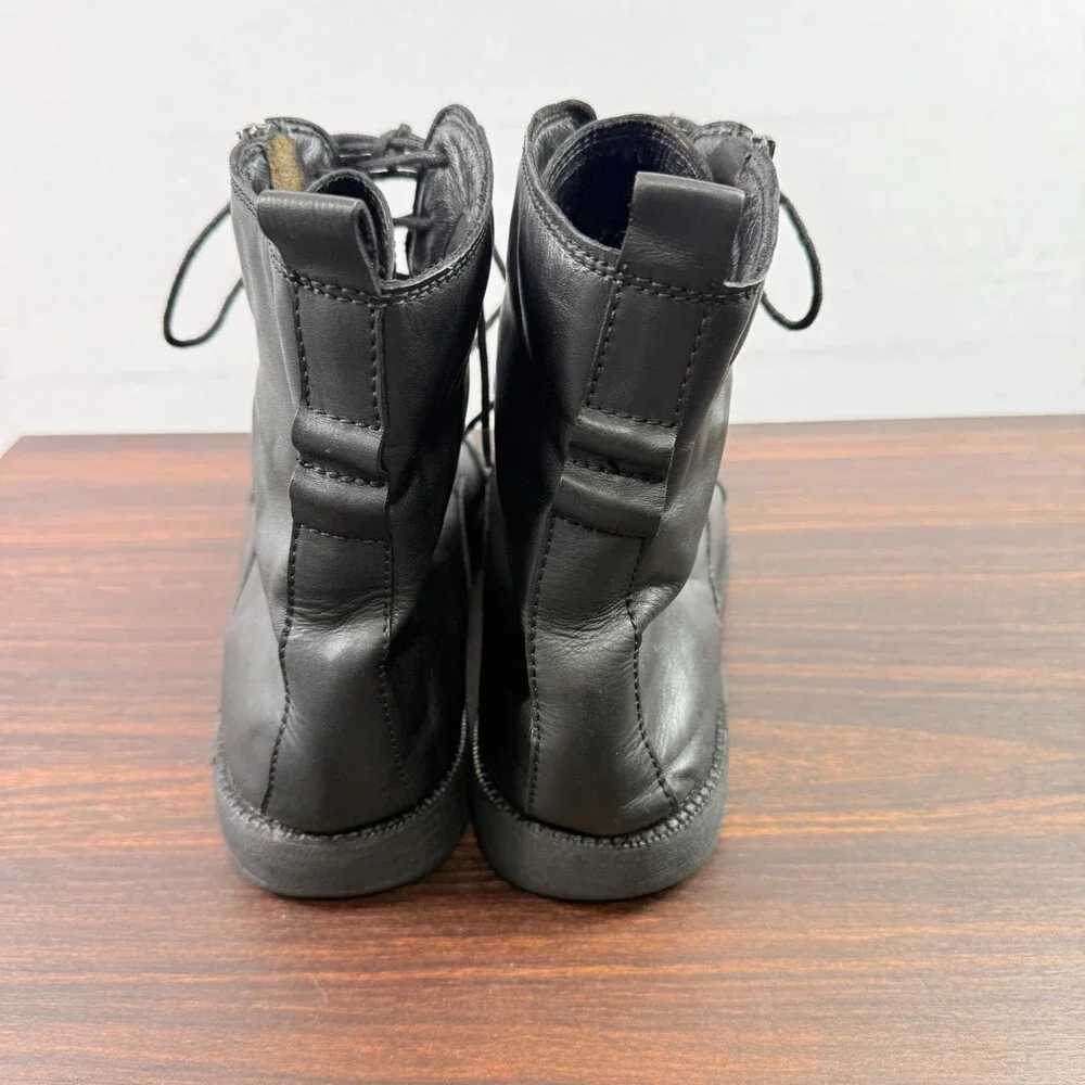 Bed Stu Combat Boots Leather Upper & Leather Sock Men’s Size 13 Black Side Zip